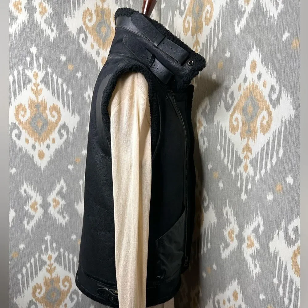 Polo Ralph Lauren Black Unisex Portuguese Lamb Shearling Aviator Vest - Picture 5 of 16